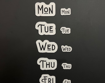Magnetic Three Letter Days of the Week // Calendar Days Sunday through Saturday Magnets // Planner Magnets 2 sizes
