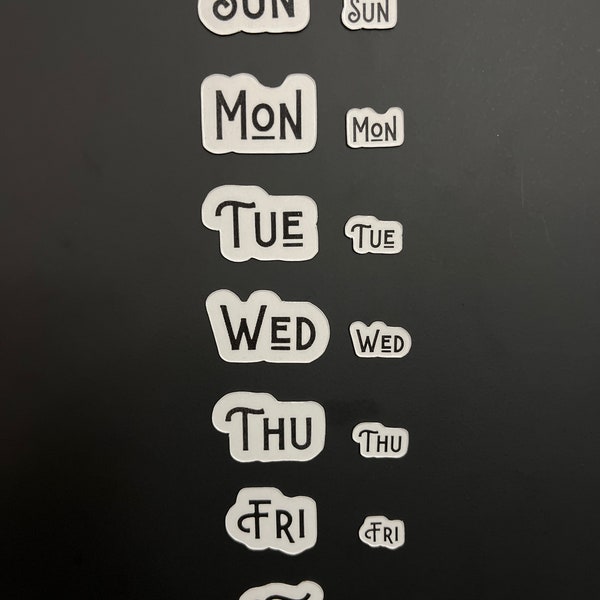 Magnetic Three Letter Days of the Week // Calendar Days Sunday through Saturday Magnets // Planner Magnets 2 sizes