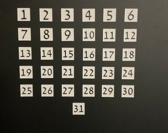 Number Magnets for Magnetic Calendar // Best Seller Magnet Numbers - Boxed Numbers Quarter sized - David Hadash Biblical Font