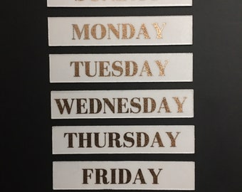 Rose Gold Weekly Magnets // Monday through Sunday Magnets // Weekly Planner Magnets in Rose Gold