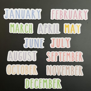 The SKINNY Font Months Calendar Magnets // Planner Months Magnets // Colorful Calendar Magnet Months