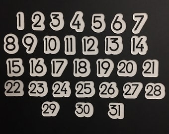 Magnet Numbers for Calendar or Board // Daily Magnets // Badhorse Font Numbers