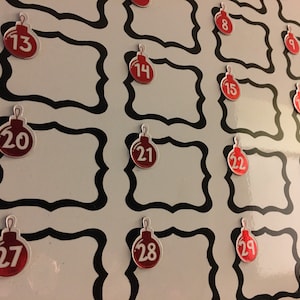Red Foiled Christmas Ornament Days for Magnetic Calendar