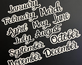 Magnetic Calendar Months in Black Amazone Font // Fancy Magnet Months // Perpetual Calendar Months