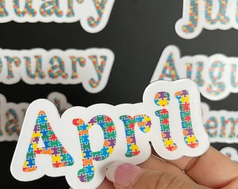 Autism Awareness Calendar Magnets // Planner Months Magnets // Colorful Calendar Magnet Months
