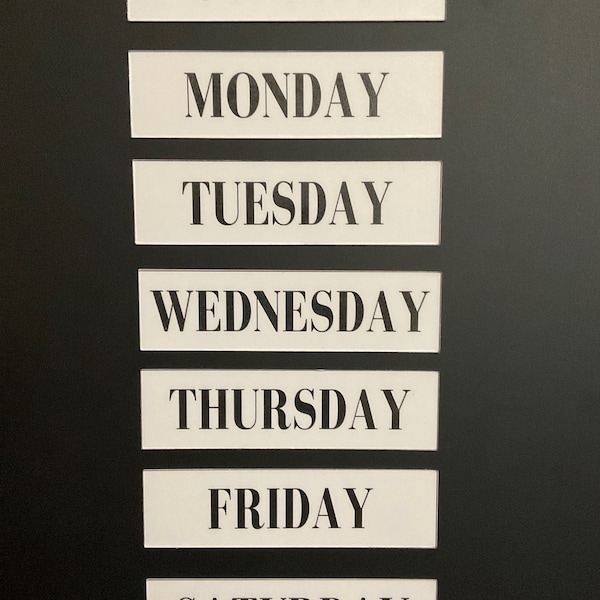 Magnetic Rectangle Days of the Week // Calendar Days Sunday through Saturday Magnets // Planner Magnets 1.5 inches high