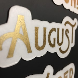 Gold Foil Magnet Months // Calendar Month Magnets // Fancy Gold Magnetic Planner Months // Gold Foil Badhorse Font Months