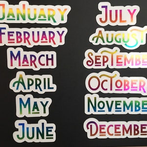 Rainbow Magnet Months // Perpetual Calendar Colorful Months Rainbow Foiled // Magnet Months for Calendar
