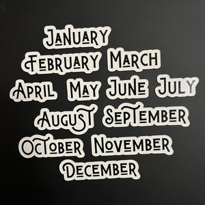 Magnetic Calendar Months in Black // Fancy Magnet Months // Perpetual Calendar Months