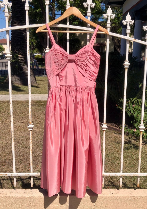 Pink Taffeta Vintage Midi Dress