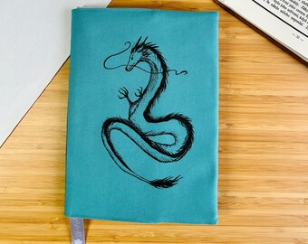 Japanese Dragon Book Cover, Cotton Fabric Small Size