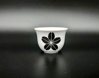 Origami sakura porcelain sake cup hand decorated black white czech porcelain japanese origami mug japan lover gift for mum 50 ml