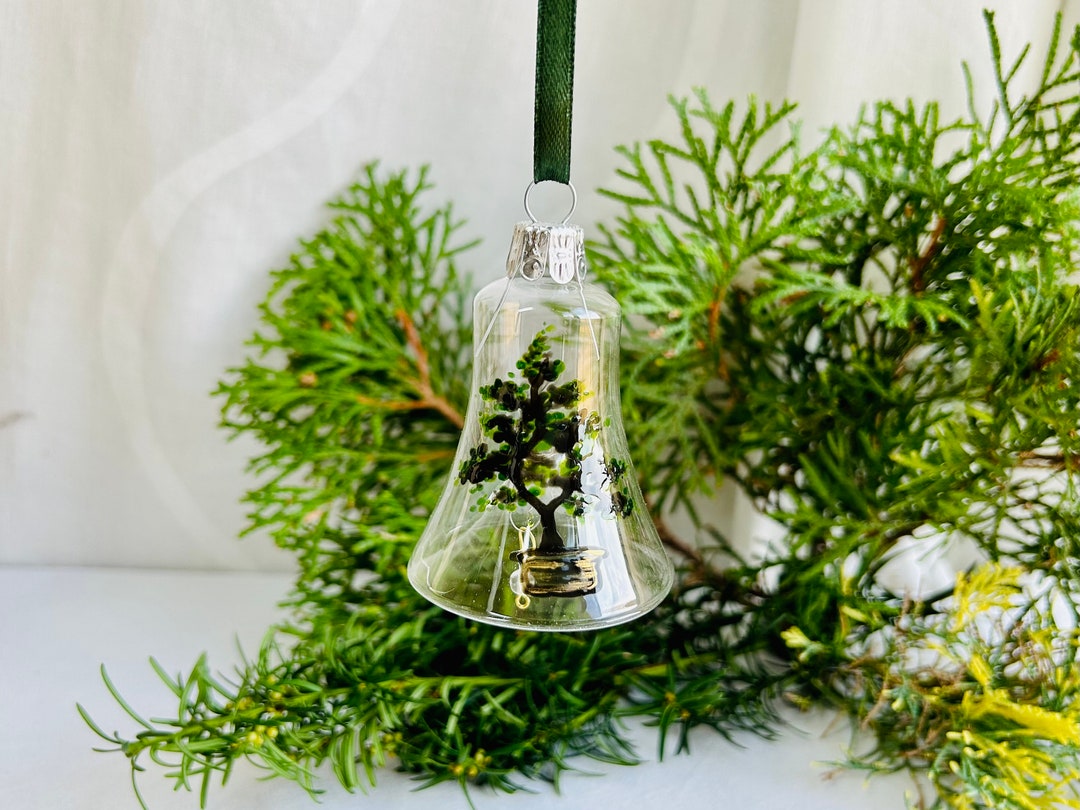 Christmas Ornament Decor Bell Czech Glass Bonsai Lover Etsy