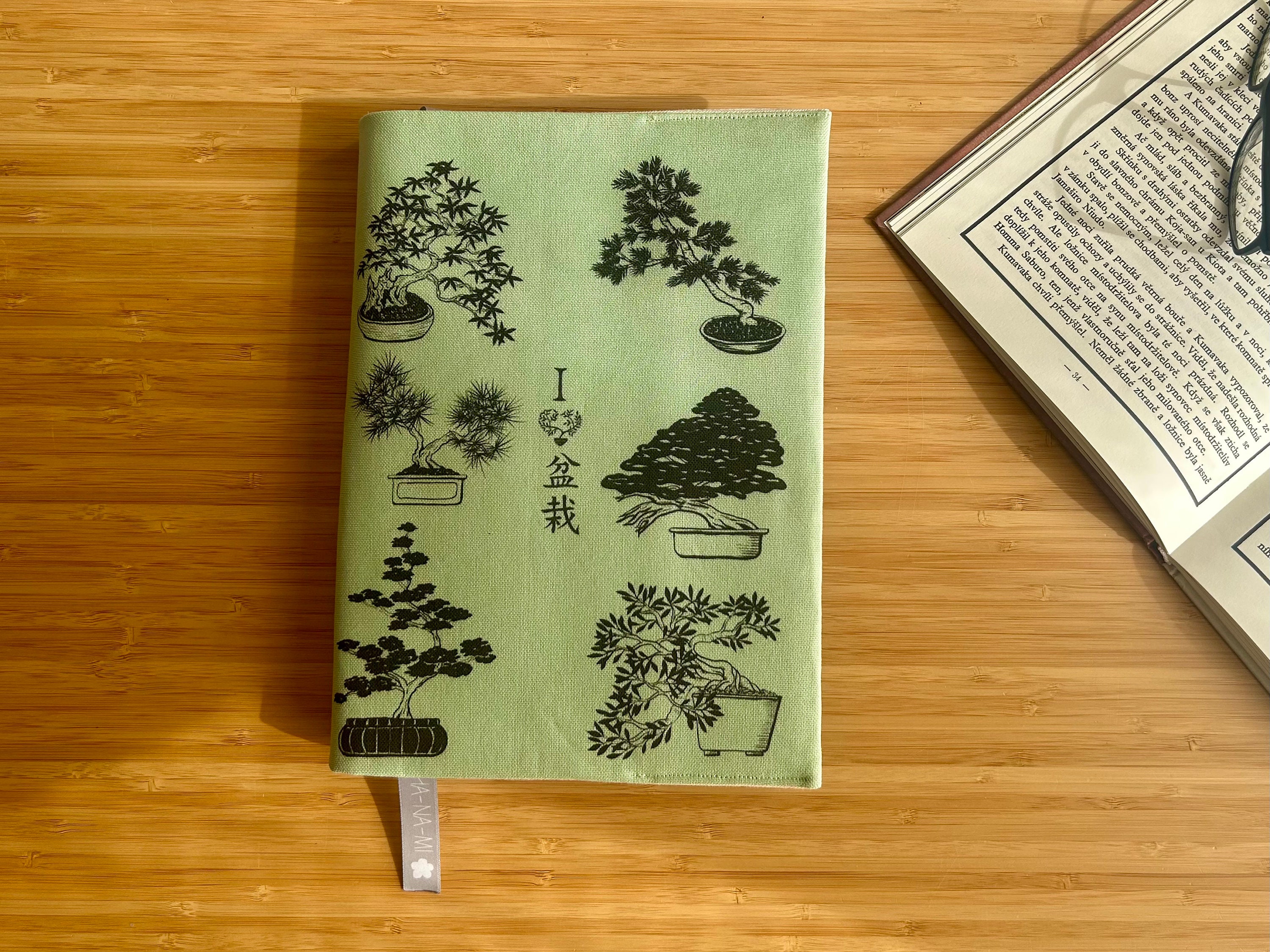 Book Cover Bonsai Lover Large Size Fabric Cotton Japanese Garden Green  Black Christmas Birthday Gift for Japan Lover Her Him Father Dad - Etsy