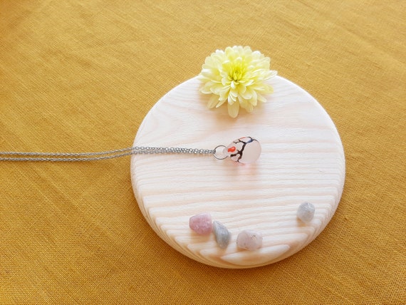 Rosehip tea glass pendant Handpainted glass neckl… - image 4