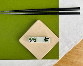Chopstick holder ceramic long-lived pine painting czech porcelain line drawing pottery sushi lovers Japanese food dining gift idea for him