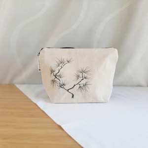 Borsa cosmetica con cerniera in pino di lunga durata, giapponese, minimalista, pratica, piccola, in cotone, regalo di Natale per lei e lui