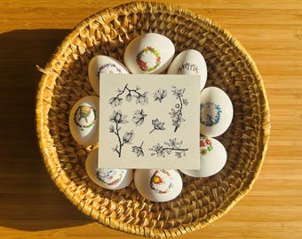 Japanese Spring Bloom Temporary Tattoo, Easter Egg Decals