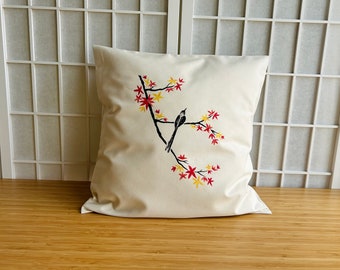 Pillow Maple tree pillow bedding good sleep big beige soft pillow with filling japanese motive Christmas gift for her him friend 40x40 cm