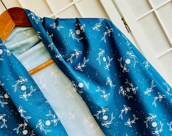 Koi carp Print Cotton Scarf - Japanese Furoshiki Style