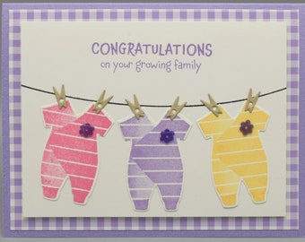 Handmade Baby Card - Your Choice of Color - Congratulations New Arrival Shower