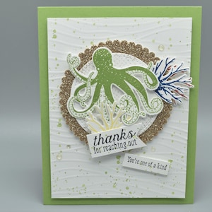 Handmade Thank You Card - Thanks for Reaching Out Octopus Under the Sea