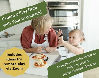 Idee voor een speeldate voor kleinkind en grootouder | Activiteiten met spinnen- en spinnenwebthema voor kinderen | Digitale download met activiteiten, recepten, boekideeën