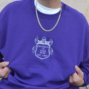 University of Your Mom Embroidered Crest Crewneck