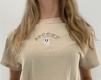 Halloween Tee “Spooky” Ghost Embroidered Unisex Tee