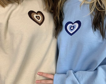 Heart Embroidered Unisex Crewneck Sweatshirt