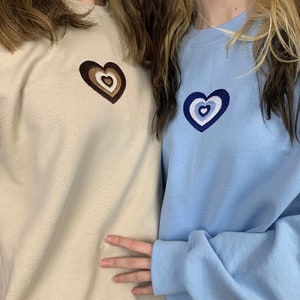 Heart Embroidered Unisex Crewneck Sweatshirt