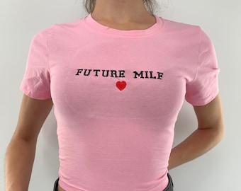 Future Milf Embroidered Crop Top