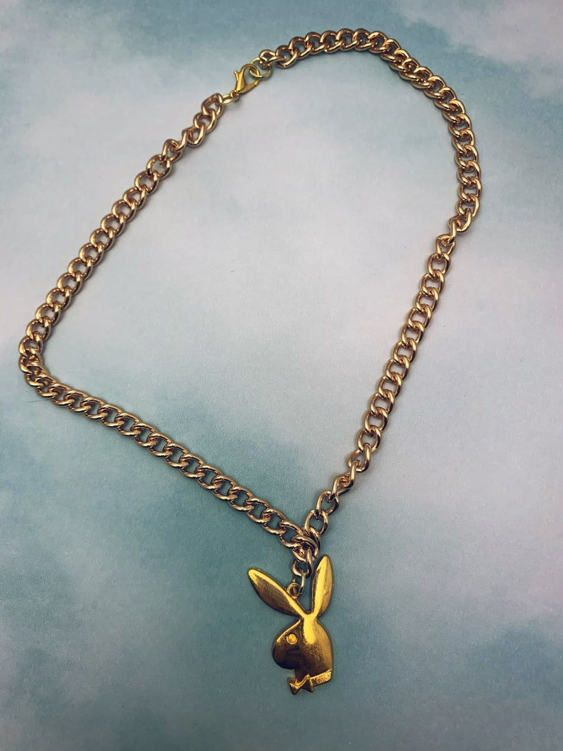 Playboy Bunny Pendant Chain Gold Necklace Etsy