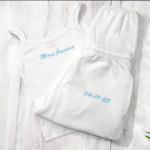 Bride Embroidered Tank and Sweatpants Set, Bride Tank Top Set, Getting Ready Outfit for Bride, Bach Outfits