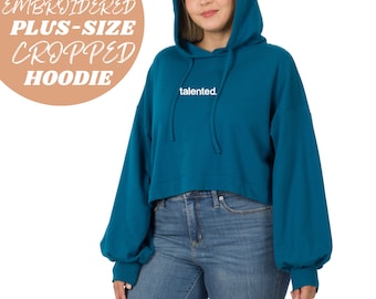 SALE! Custom Embroidered Plus Sized Cropped Hoodie