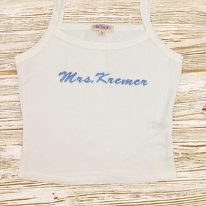 Custom Mrs. Bride Embroidered Spaghetti Strap Tank Top