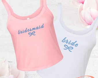 Custom Embroidered Bride Tank Top, 100% Cotton Bridal Party Apparel
