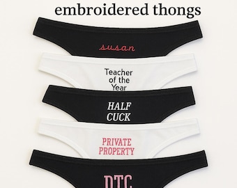 Custom Embroidered Cotton Thong