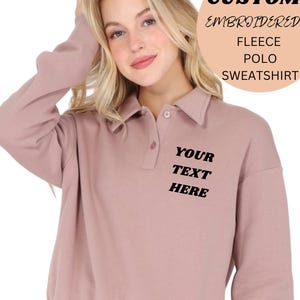 Sweat-shirt polo boutonné en polaire personnalisé