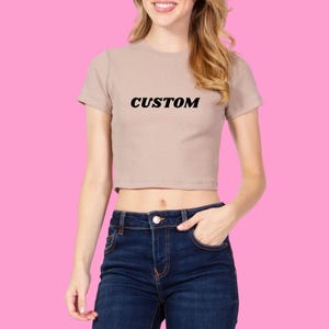 Custom Embroidered Thermal Crop Top, Personalized Crop Top, Custom Design Crop Top