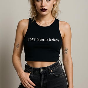 God&#39;s Favorite Lesbian Embroidered Tank Top or Baby Tee
