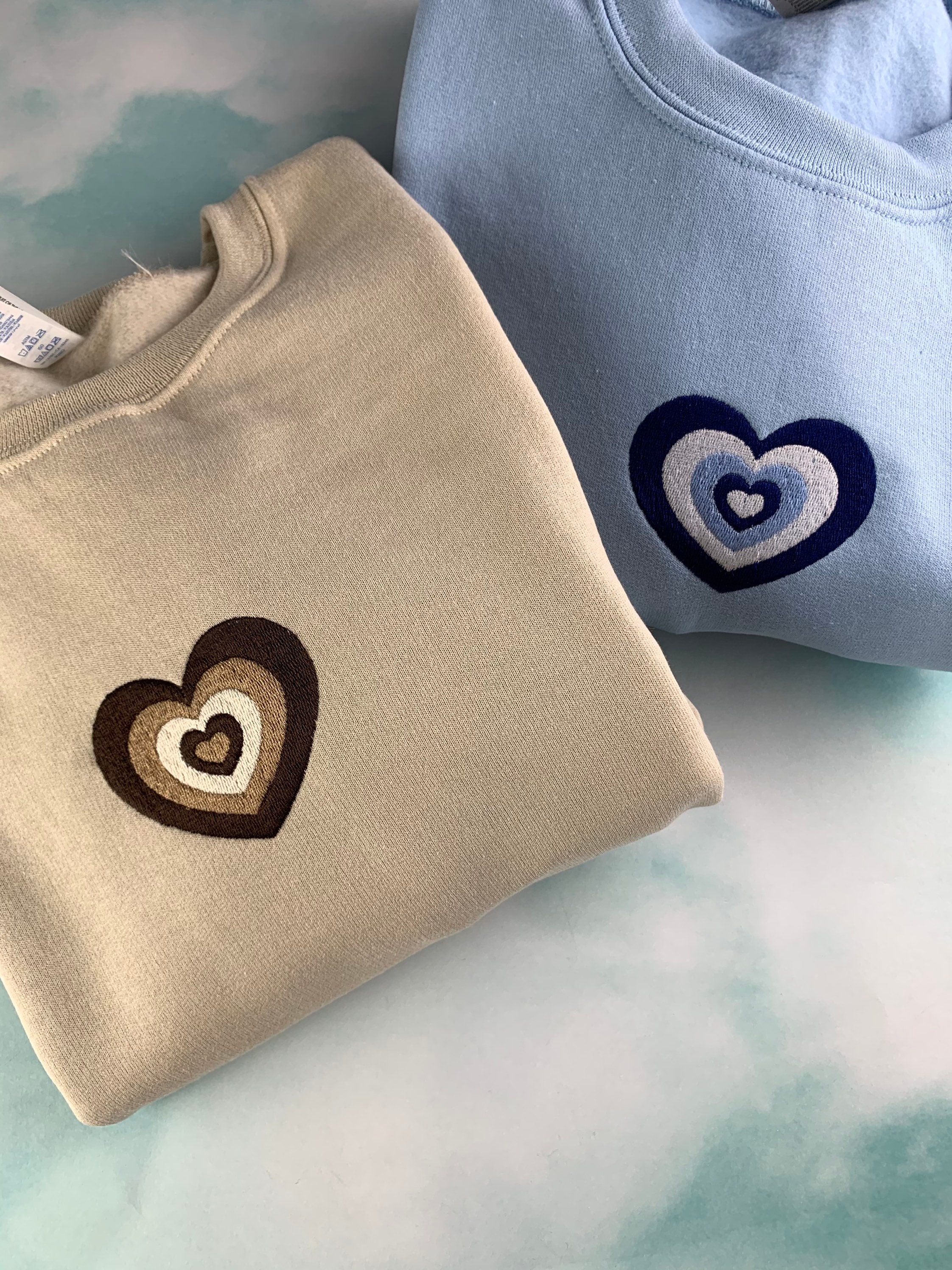 Heart Embroidered Crewneck Heart Love Sweatshirt Choose | Etsy