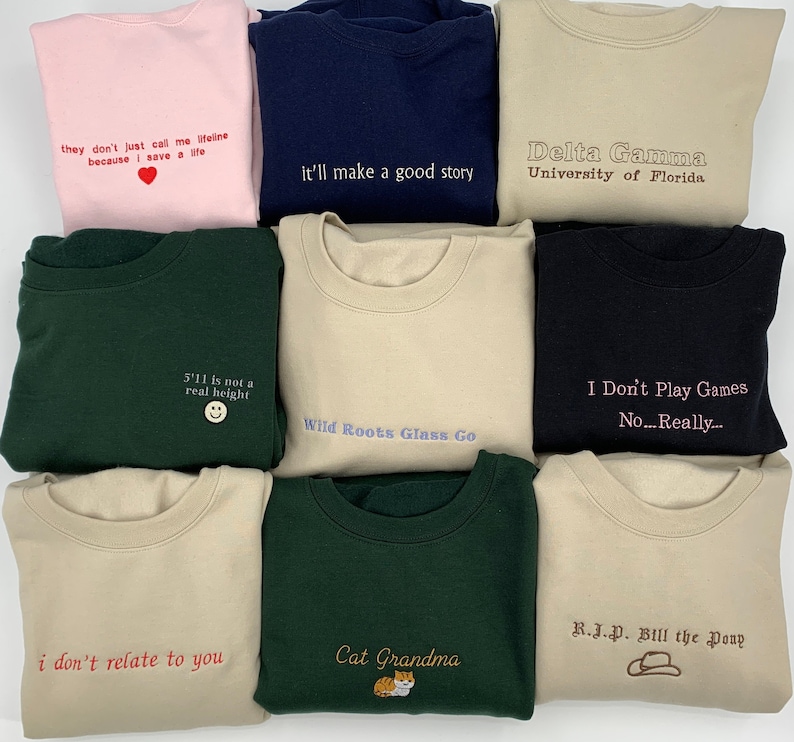 Custom Embroidered Sweatshirt Customizable Embroidered Crewneck Personalized Sweatshirt Gift for Him Gift for Her image 2