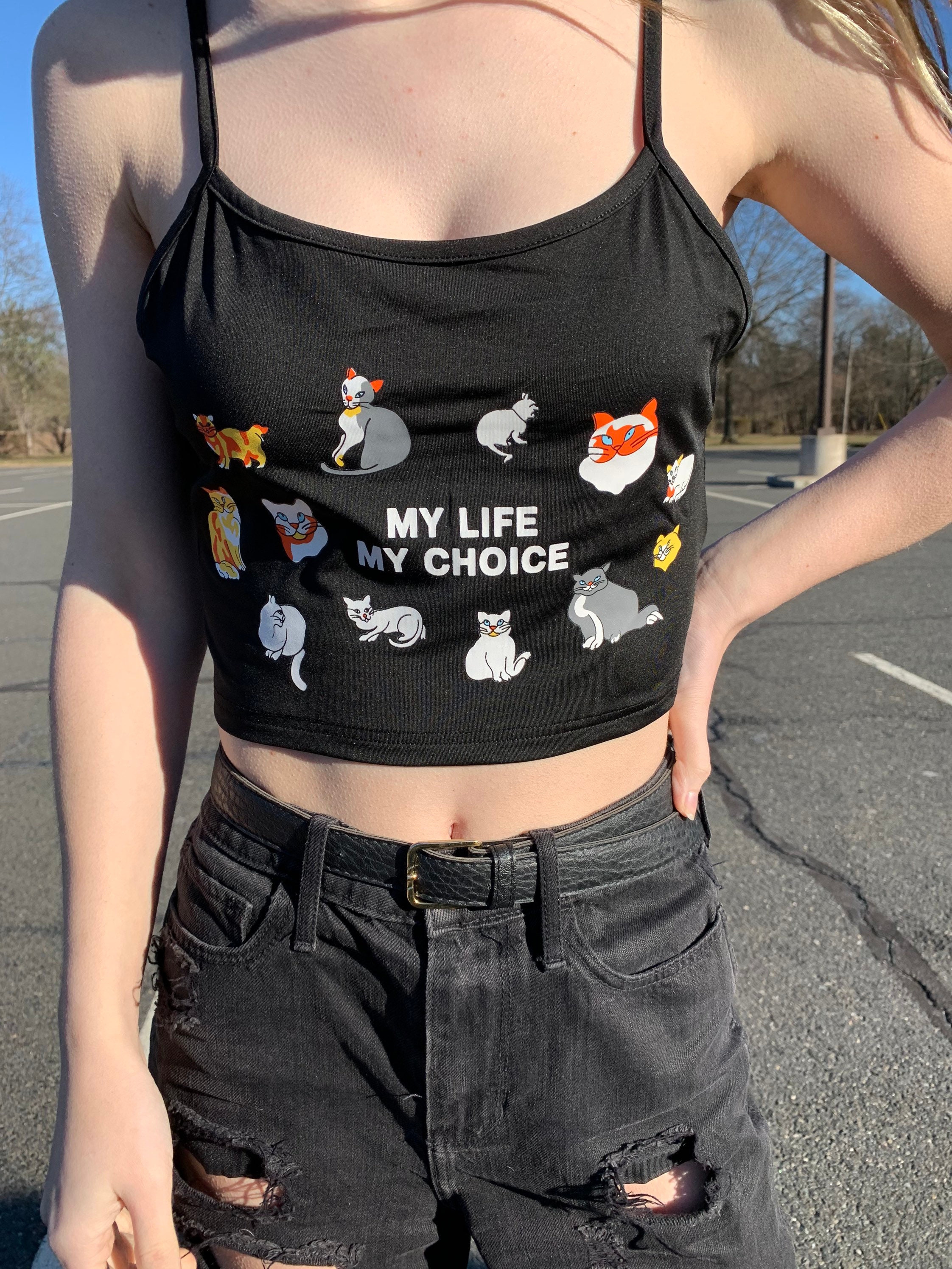 Cat Crop Top Aesthetic Crop Top Cat Lady Crop Top Etsy UK