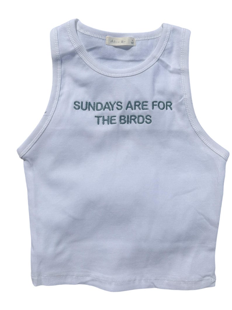 Sundays Are For The Birds Embroidered Tank Top image 2