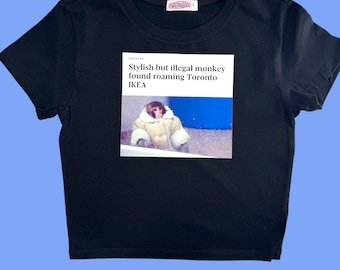 Camiseta/sudadera/top corto con meme de mono
