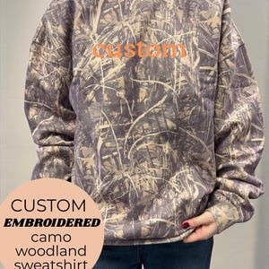 Sudadera con bordado de camuflaje Woodland personalizado, sudadera con bordado de camuflaje personalizado