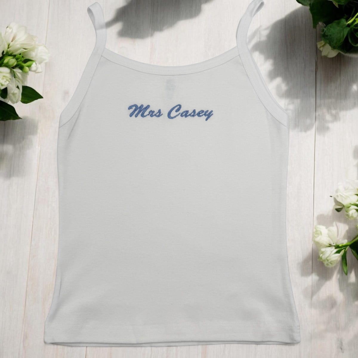 Custom Mrs. Bride Embroidered Spaghetti Strap Tank Top, Premium Mrs Tank, Mrs. Tank Top, Custom Gift for Bride - Etsy