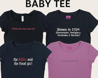 Custom Embroidered Baby Tee, Y2K Crop Top, Personalized Text Shirt