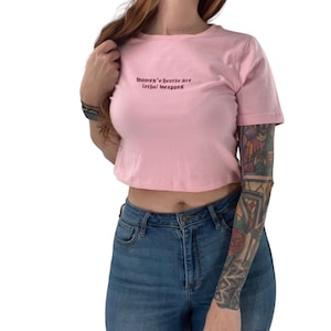Women&#39;s Hearts Are Lethal Weapons Embroidered Crop Top